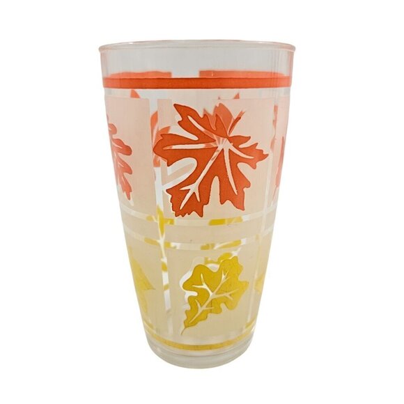 Hazel Atlas Frosted Fall Leaves Large 22 Oz Tumbler Drinking Glasses – Set of 2 - Picture 5 of 17